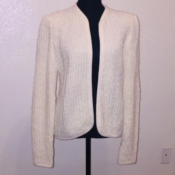 Cream/ivory medium weight knit open cardigan - Picture 5 of 7